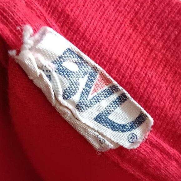 BVD XL Vintage Single Stitch T-shirt 1980s Mens CHERRY RED COTTON POCKET USA - Picture 2 of 6